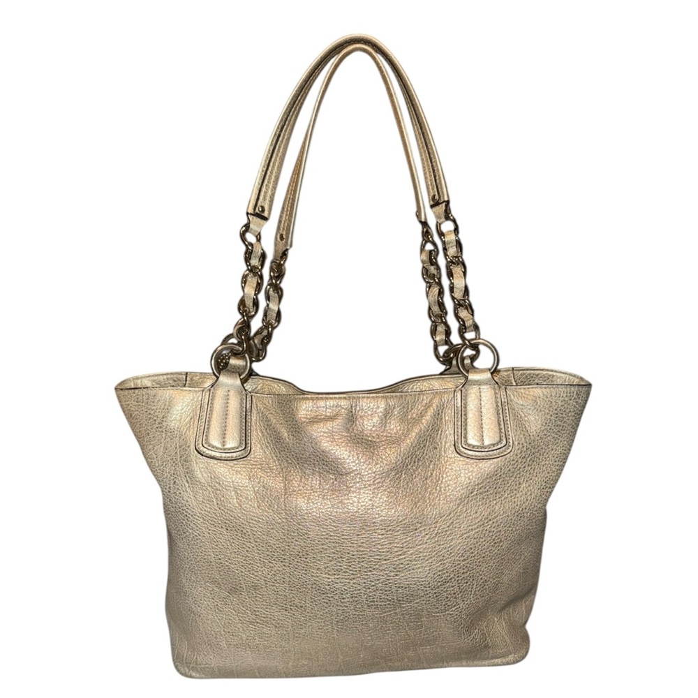 Coach Metallic Platinum Leather East West Chelsea Tote - Picture 2 of 8